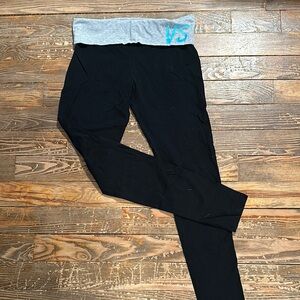 Victoria's Secret Black and Gray Leggings with Fold-over Waistband